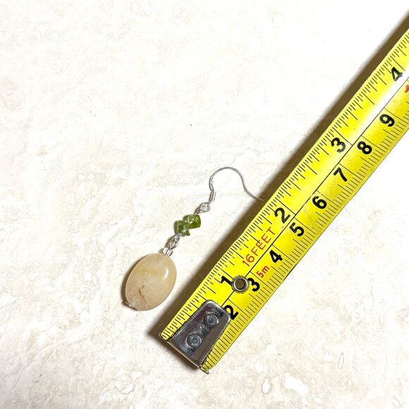 2/$20, Genuine Golden Healer Quartz & Green Peridot Gemstone Silver Earrings - Picture 7 of 11
